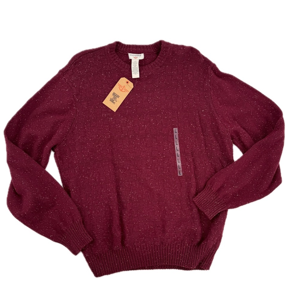 Dockers Textured Checkerboard Pattern Burgundy Sweater, Men's Size Large, NWT